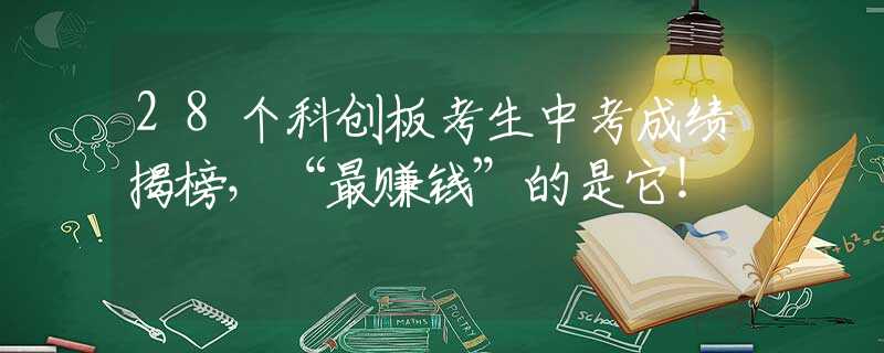 28個(gè)科創(chuàng)板考生中考成績(jī)揭榜，“最賺錢”的是它！