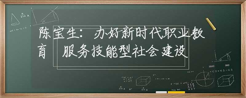 陳寶生：辦好新時(shí)代職業(yè)教育 服務(wù)技能型社會(huì)建設(shè)