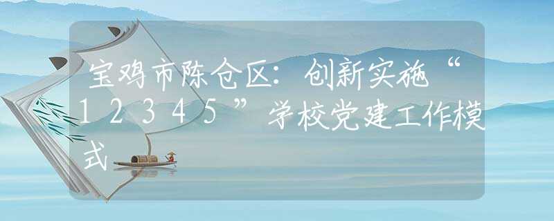 寶雞市陳倉(cāng)區(qū)：創(chuàng)新實(shí)施“12345”學(xué)校黨建工作模式