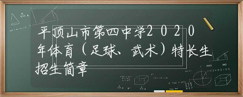 平頂山市第四中學2020年體育（足球、武術(shù)）特長生招生簡章