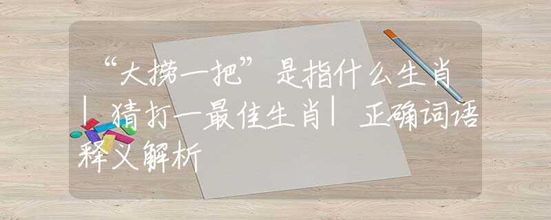 “大撈一把”是指什么生肖|猜打一最佳生肖|正確詞語釋義解析