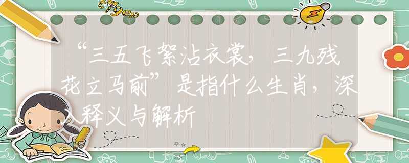 “三五飛絮沾衣裳，三九殘花立馬前”是指什么生肖，深入釋義與解析